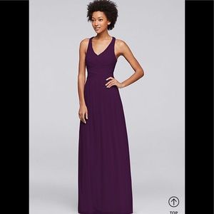 Mesh Long bridesmaid dress with criss cross back
